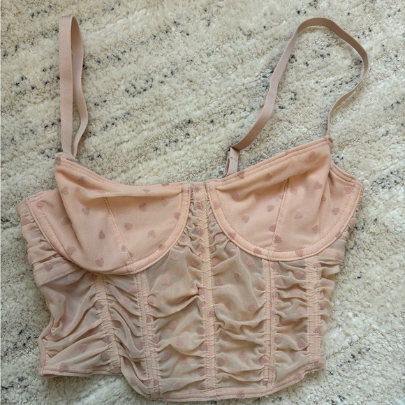 Women's Pink Gilly Hicks Mesh Heart Pattern Bustier - Picture 2 of 3